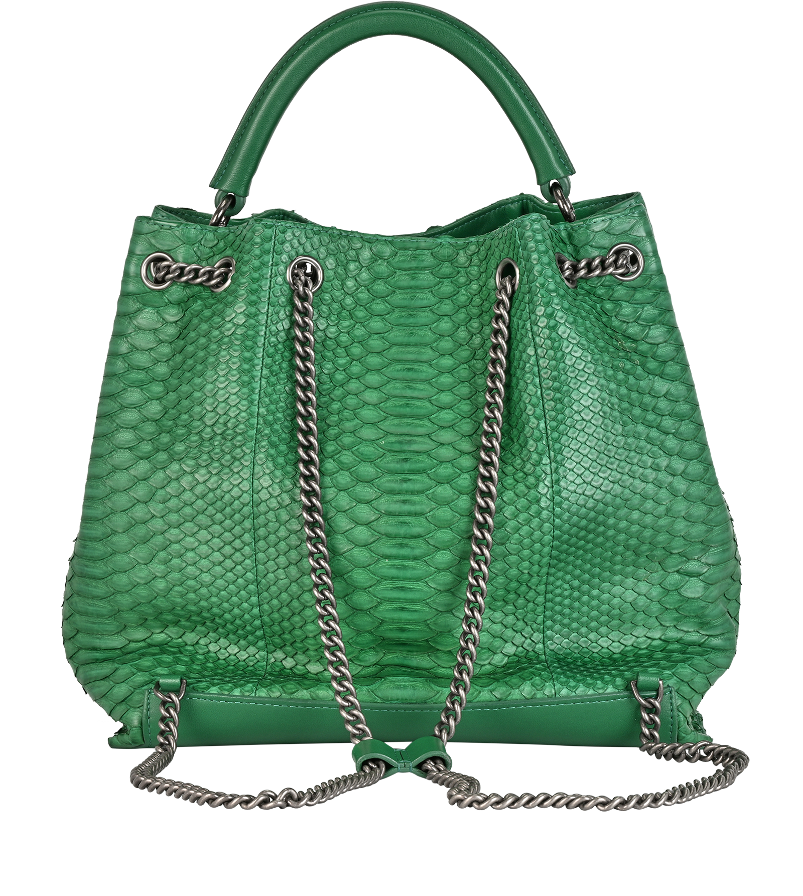 Large Urban Luxury Drawstring Backpack, &pound;2,750, Handbags, Green, Leather, Back view